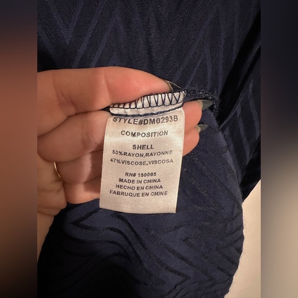 Maisie Navy Blue Morton Chevron Puff Sleeve Satin Silky Midi Dress XL - Picture 8 of 9